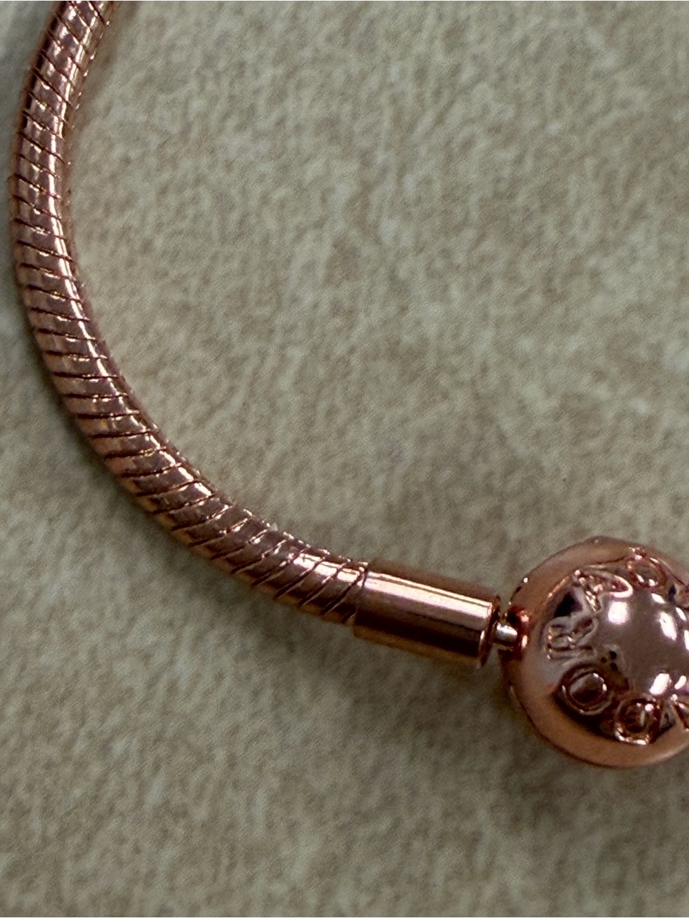 Pandora Rose Gold Snake Chain Bracelet Globe Clasp 7 inches new new new no box - Picture 3 of 5